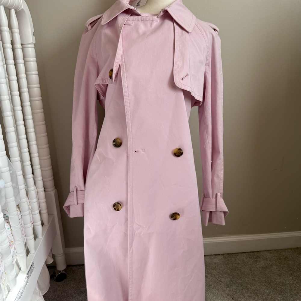 NEW 🆕 W TAGS Ann Taylor Light Pink Button-Up Trench Coat with Soft Lining